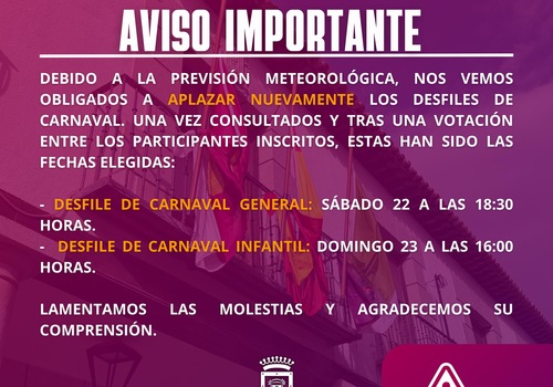 AVISO IMPORTANTE CARNAVAL