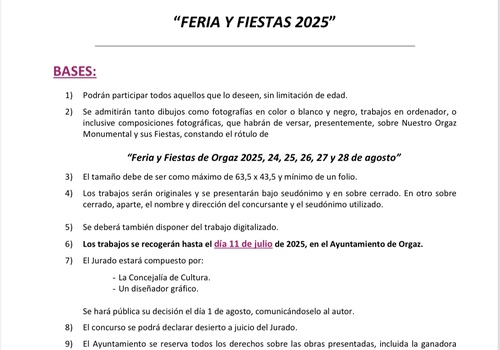 XXXIII CONCURSO CARTEL ANUNCIADOR FERIA Y FIESTAS 2025