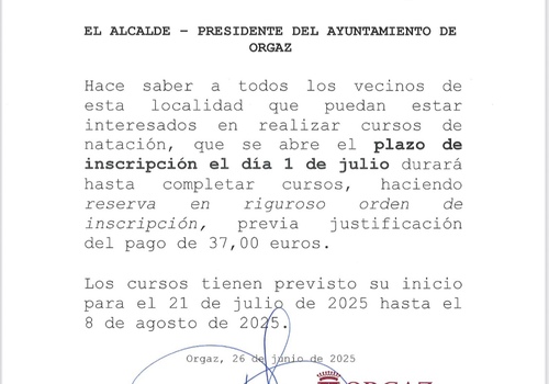 CURSOS DE NATACIÓN 2025