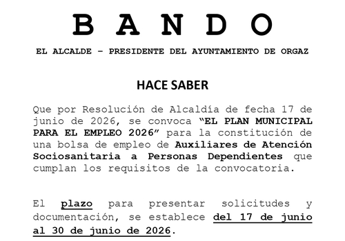 BOLSA DE EMPLEO DE AUXILIAR DE ATENCIÓN SOCIOSANITARIA A PERSONAS DEPENDIENTES