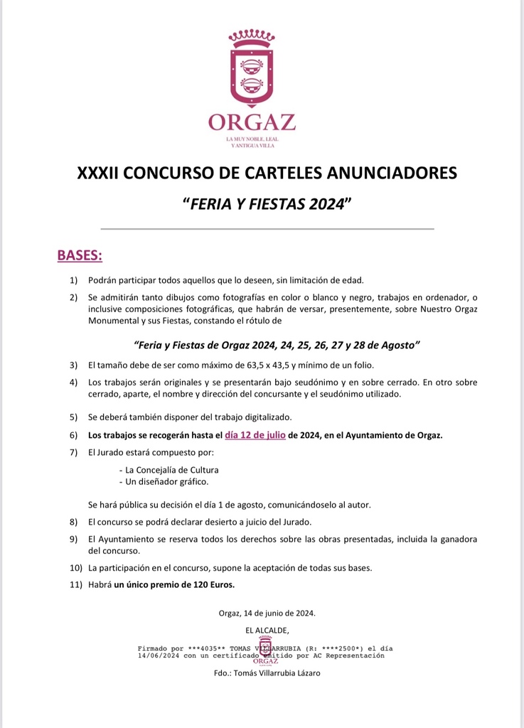 XXXII CONCURSO DE CARTELES ANUNCIADORES “Feria y Fiestas 2024”