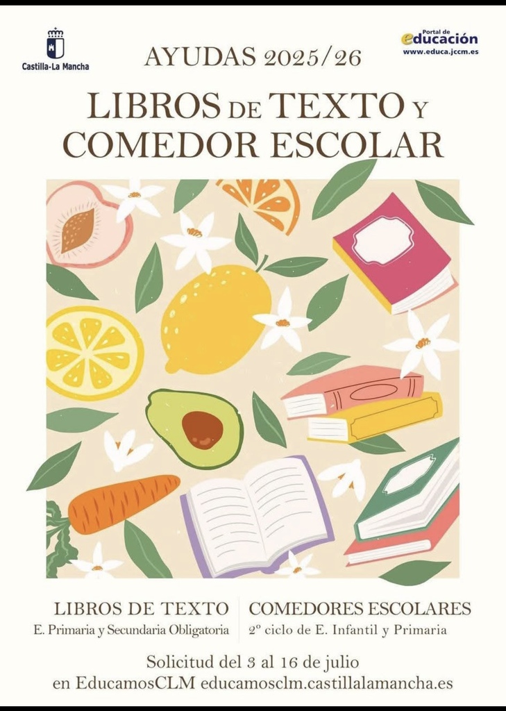 CONVOCATORIA AYUDAS COMEDORES ESCOLARES Y LIBROS DE TEXTO