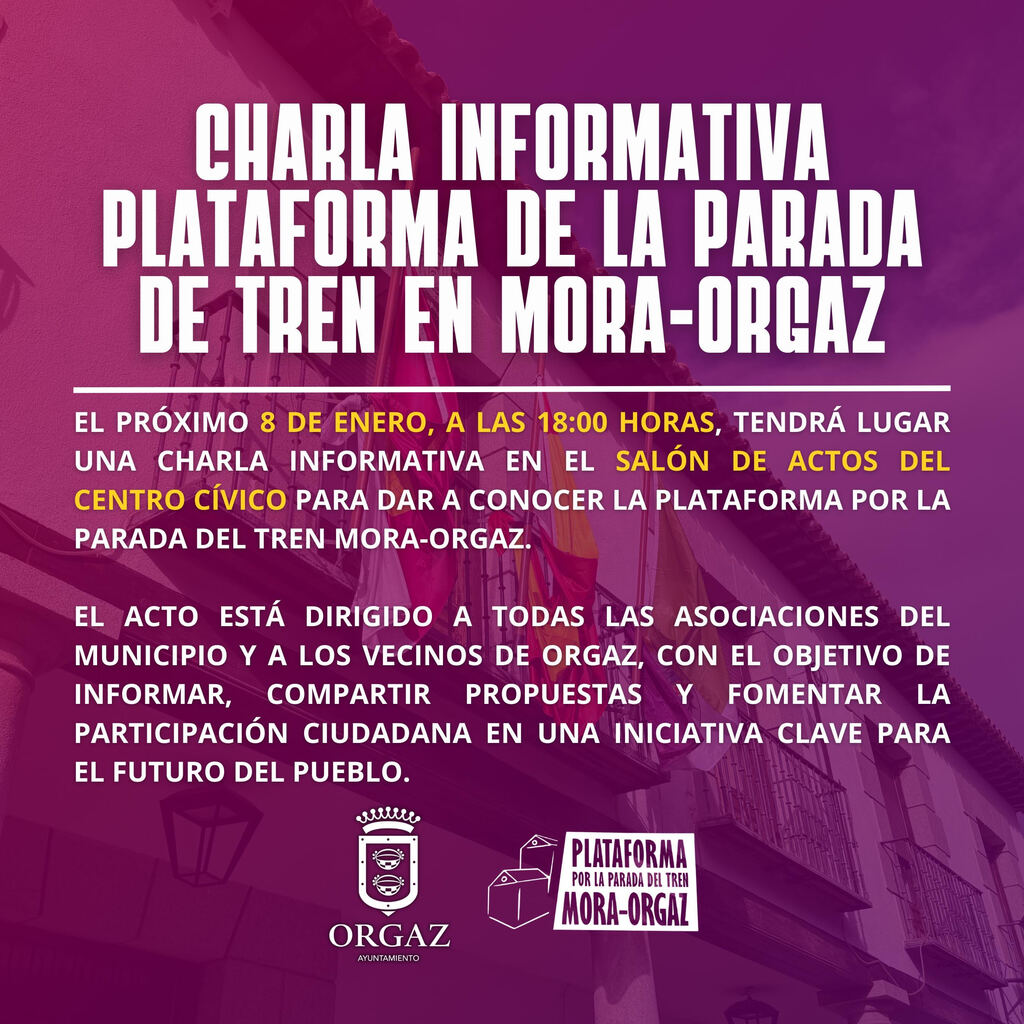 CHARLA INFORMATIVA | PLATAFORMA PARADA DE TREN MORA-ORGAZ 