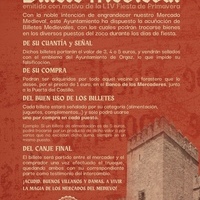 BILLETES MEDIEVALES LIV FIESTA DE PRIMAVERA 