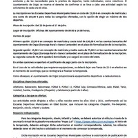 INSCRIPCIÓN ESCUELAS DEPORTIVAS CURSO 25-26