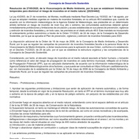 LIMITACIONES TEMPORALES POR RIESGO DE INCENDIOS